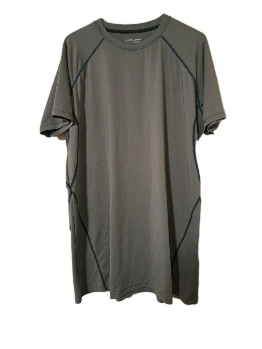 ThermaJohn Mens XXXL Gray Fitness Athletic Gray Shirt Short Sleeve‎